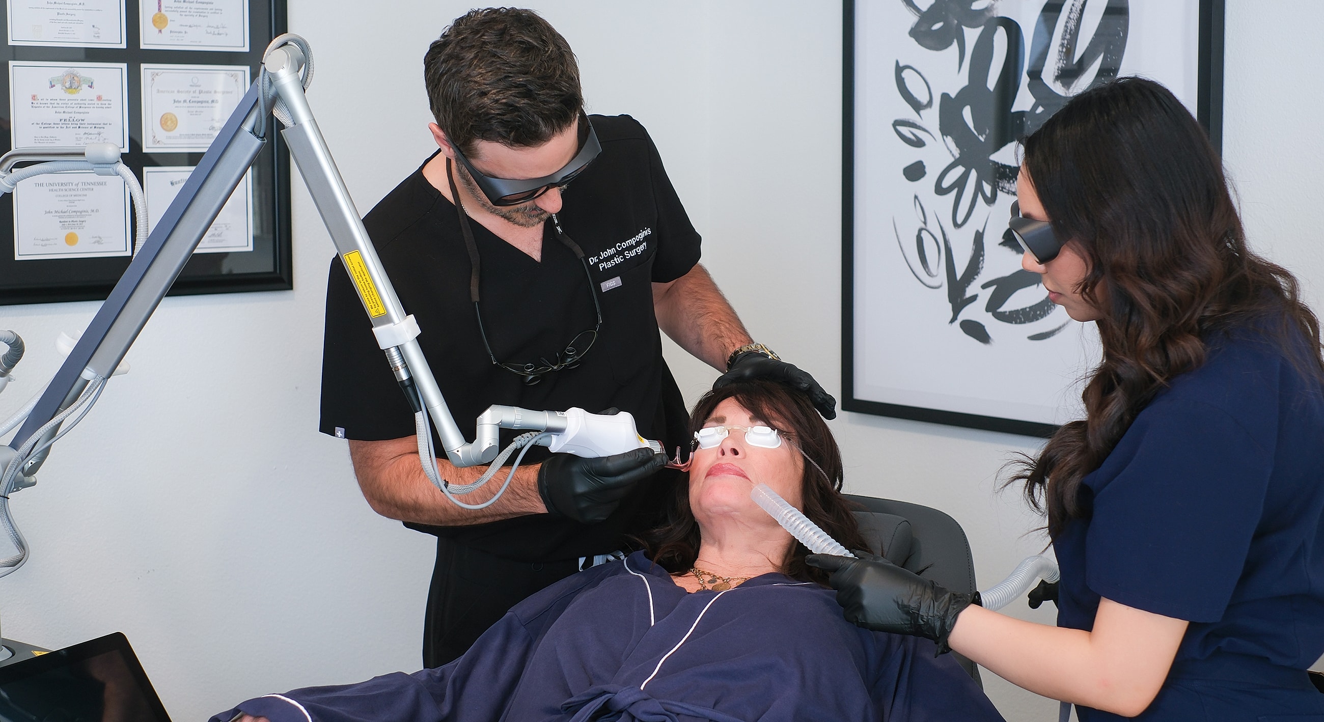 Medical aesthetic treatment session in progress.